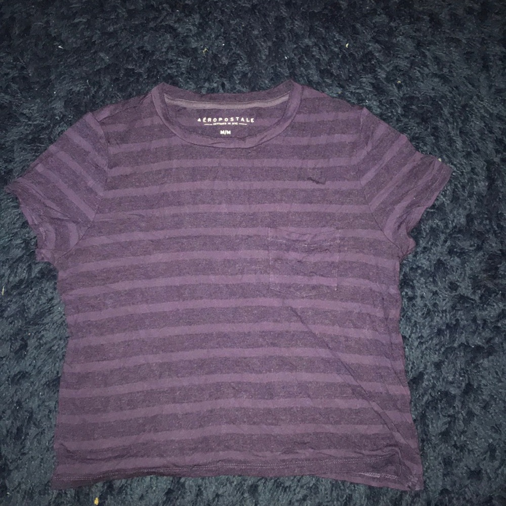 Plum Striped Cropped Shirt